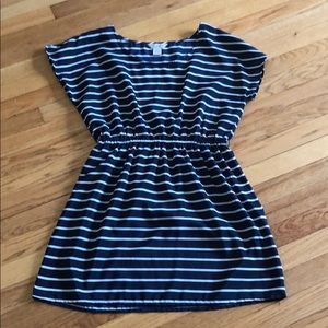 Navy and white striped dress